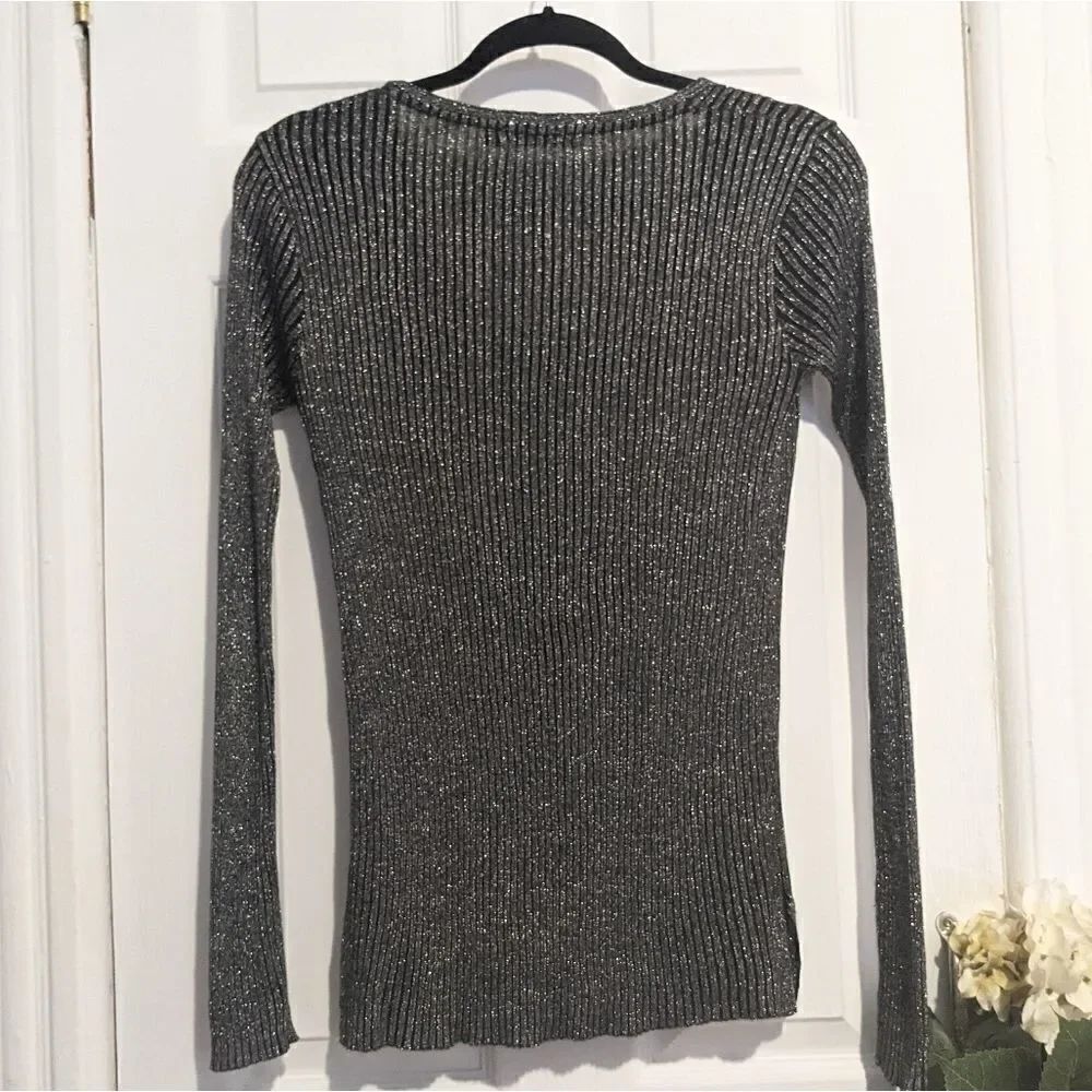 ASOS Brave Soul V-neck Sweater Metallic Thread - Picture 6 of 6